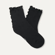 Femme Chaussette 3/4 à bordure festonnée Karsyn II - BLACK
