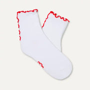 Femme Chaussette 3/4 à bordure festonnée Karsyn II - WHITE / ORANGE GERBERA