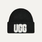 Femme Bonnet Fuzzy UGG à logo - BLACK