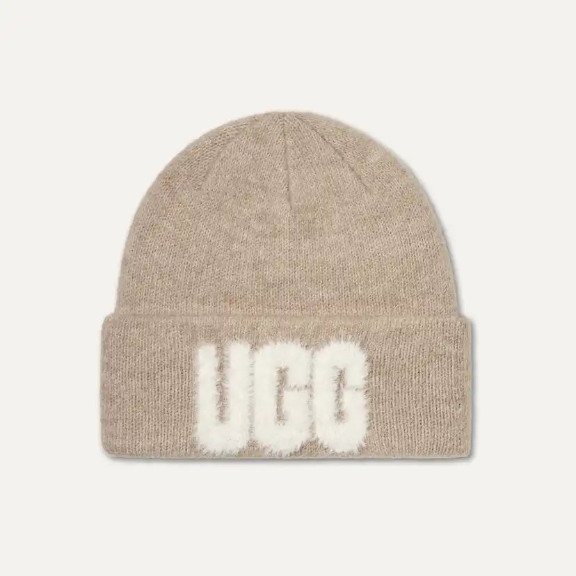 Femme Bonnet Fuzzy UGG à logo - CREAM