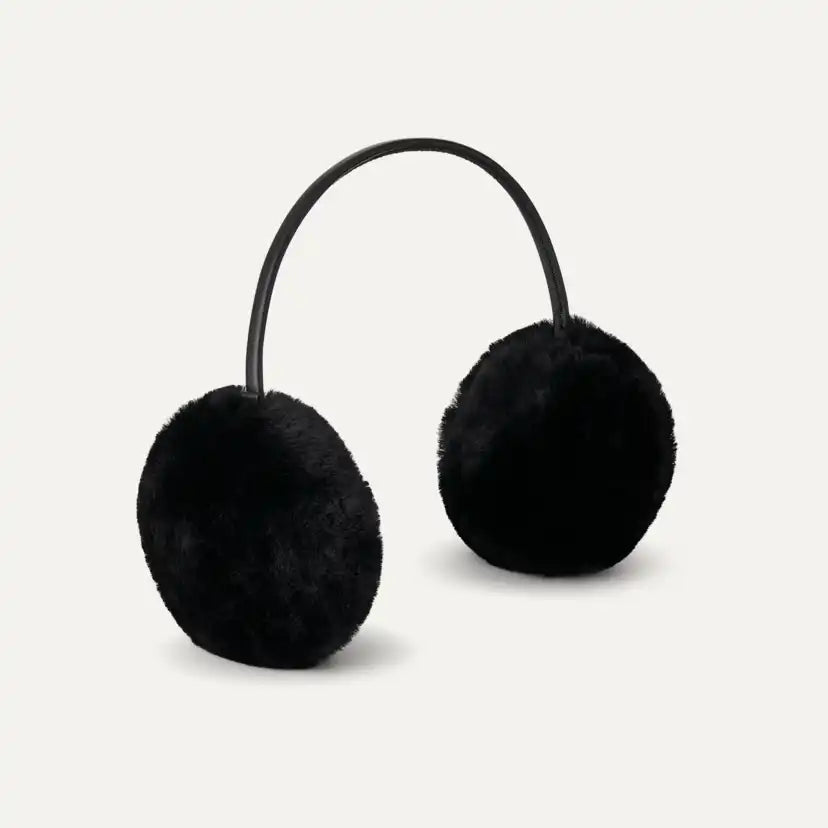 Femme Cache-oreilles Slim Band en peau de mouton - BLACK
