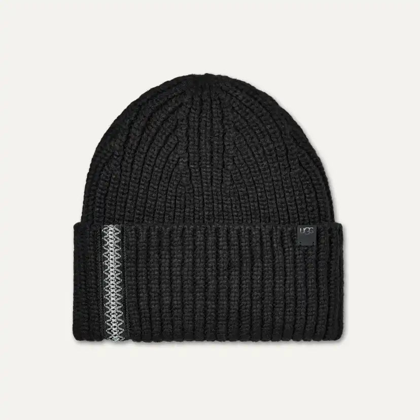 Homme Bonnet côtelé épais UGGbraid - BLACK