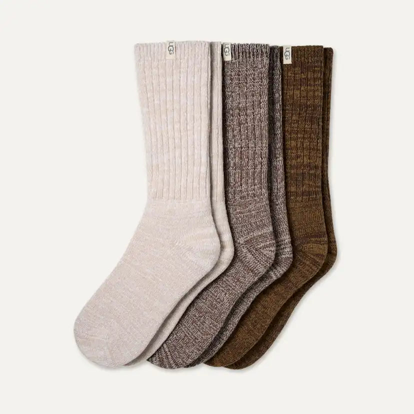 Femme Lot de 3 paires de chaussettes mi-hautes décontractées côtelées - BRMN