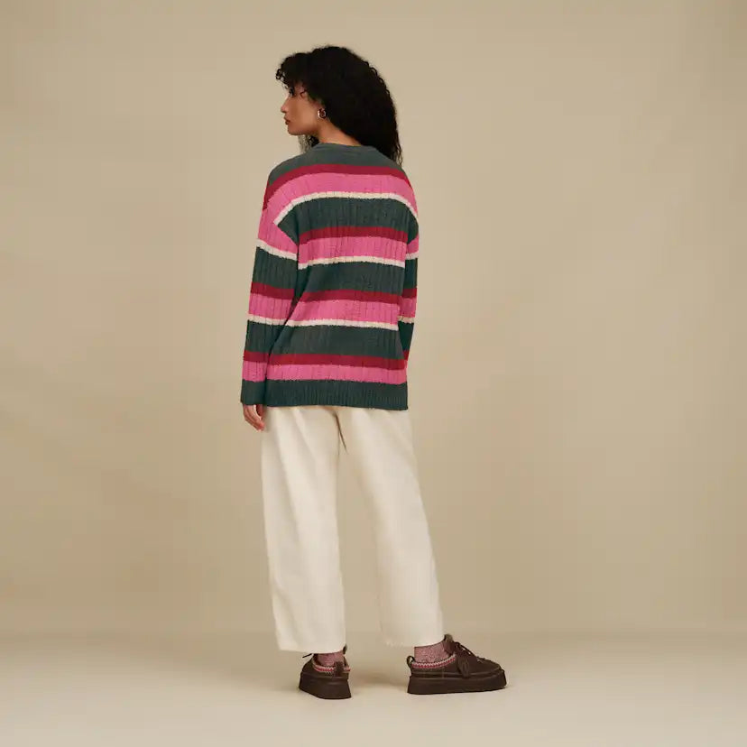 Femme Haut Riz Rib - ARUGULA STRIPE