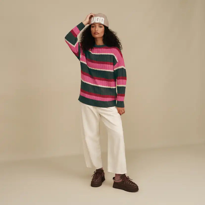 Femme Haut Riz Rib - ARUGULA STRIPE