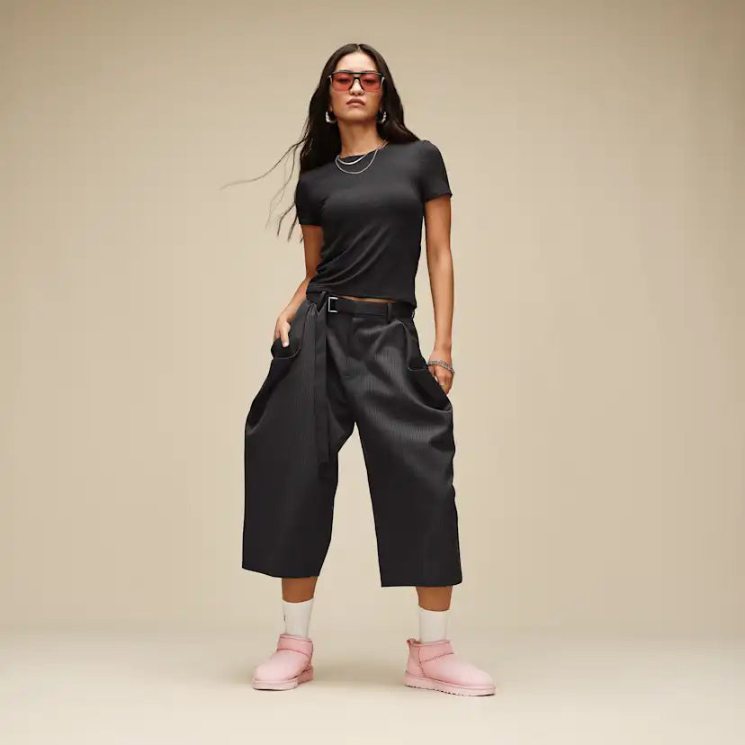 Femme T-shirt côtelé Miriam Baby - BLACK