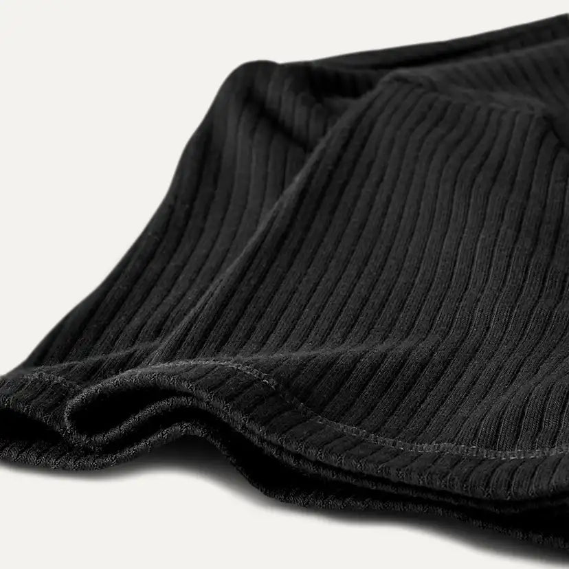 Femme T-shirt côtelé Miriam Baby - BLACK