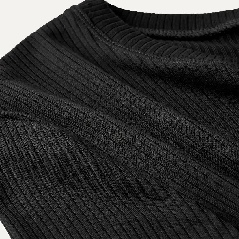 Femme T-shirt côtelé Miriam Baby - BLACK