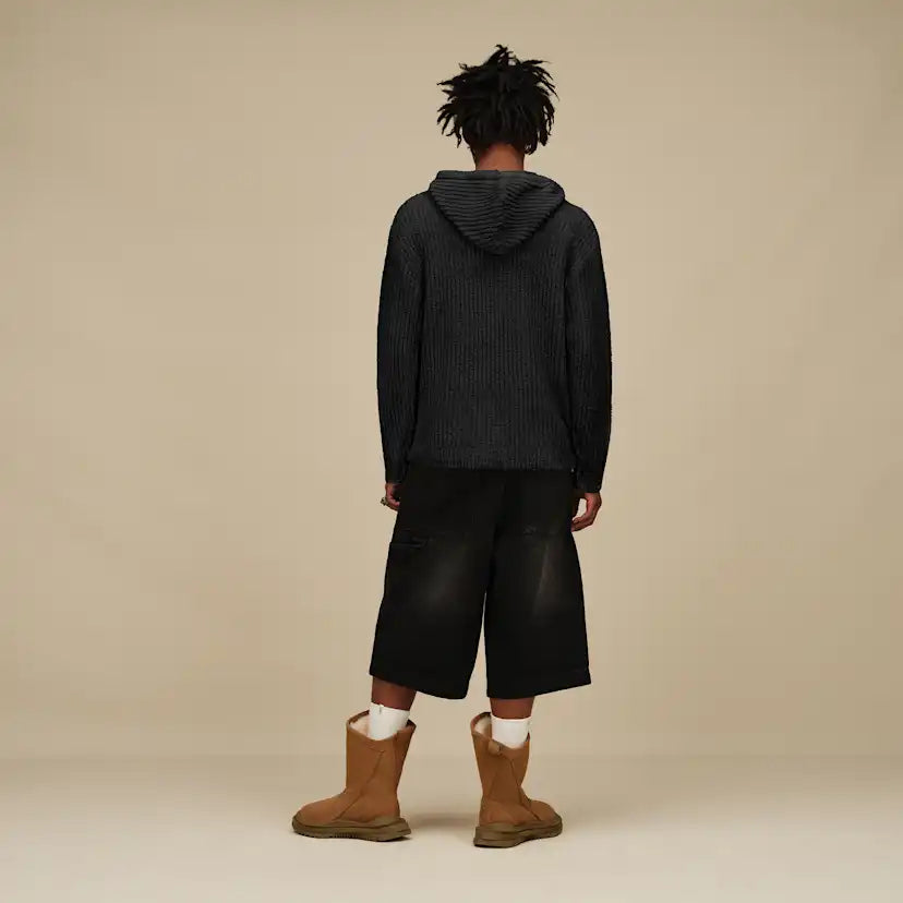 Homme Finnegan Hoodie Rib - BLACK