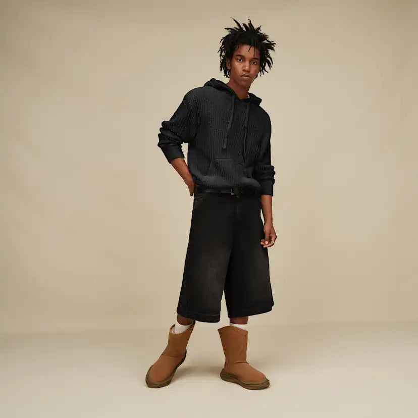 Homme Finnegan Hoodie Rib - BLACK