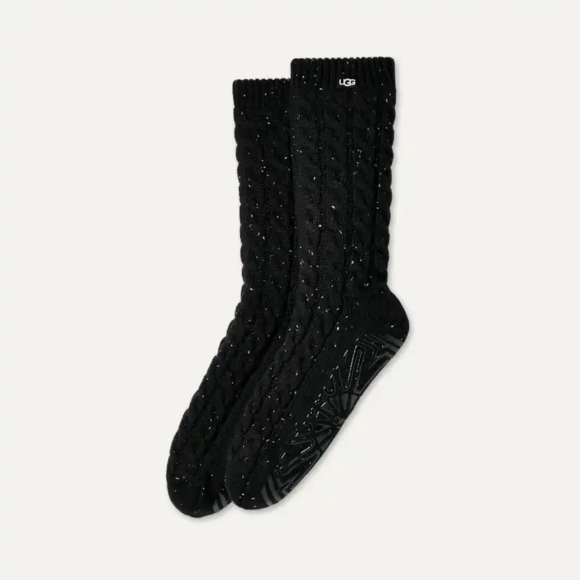 Femme Chaussette en maille torsadée Elowyn à doublure polaire - BLACK CONFETTI