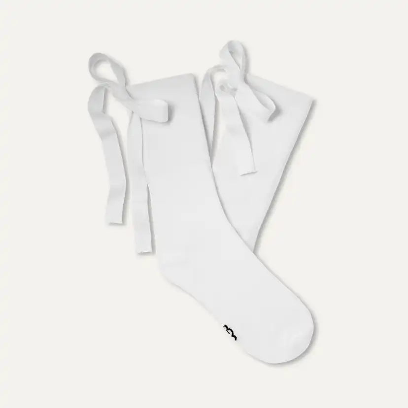 Femme Chaussette Serenella Novelty Bow - WHITE