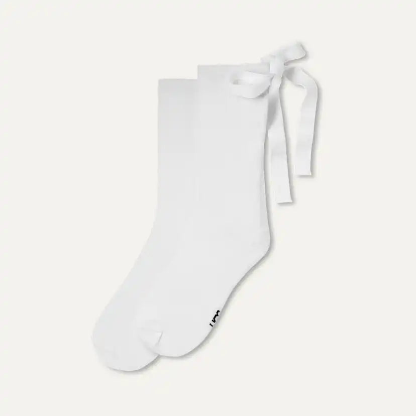 Femme Chaussette Serenella Novelty Bow - WHITE