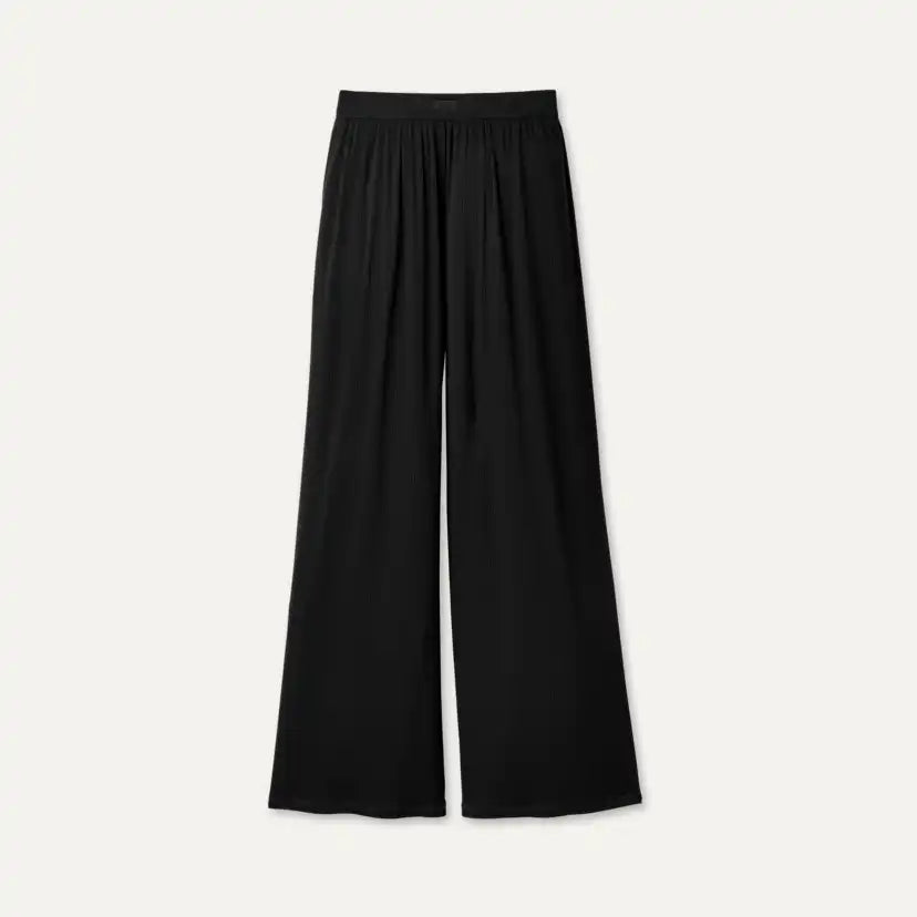 Femme Pantalon large Imogen côtelé - BLACK