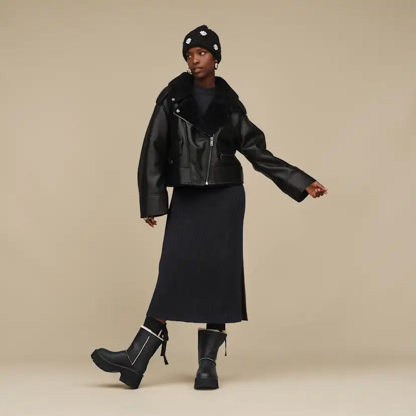 Femme Veste de moto Finnian LuxeFluff - BLK