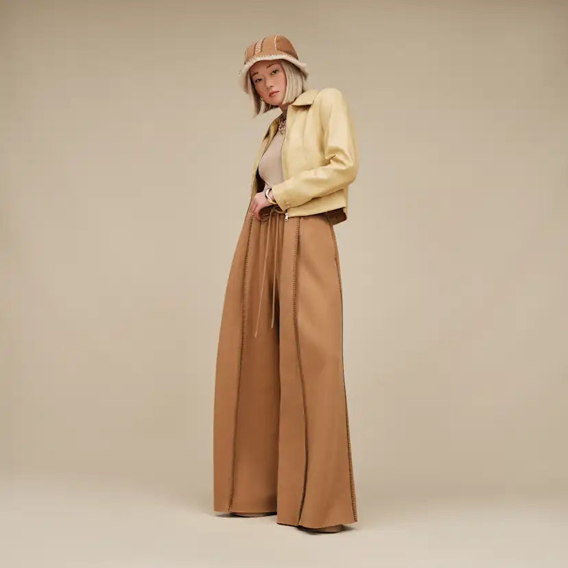 Femme Pantalon large Classic - CHESTNUT