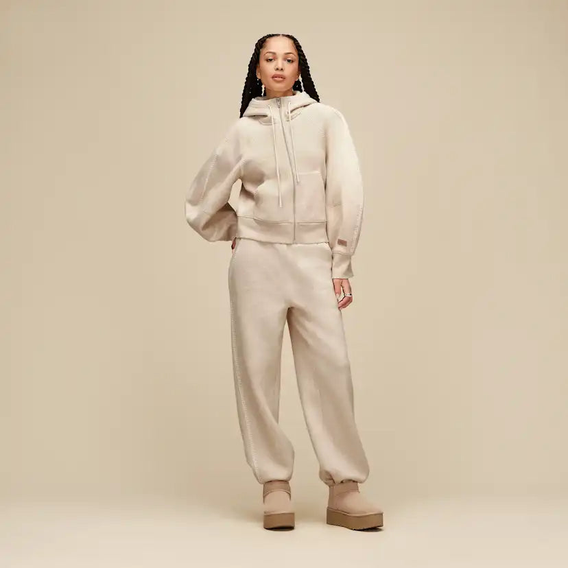 Femme Sweat à capuche à fermeture éclair intégrale Classic - SAND HEATHER