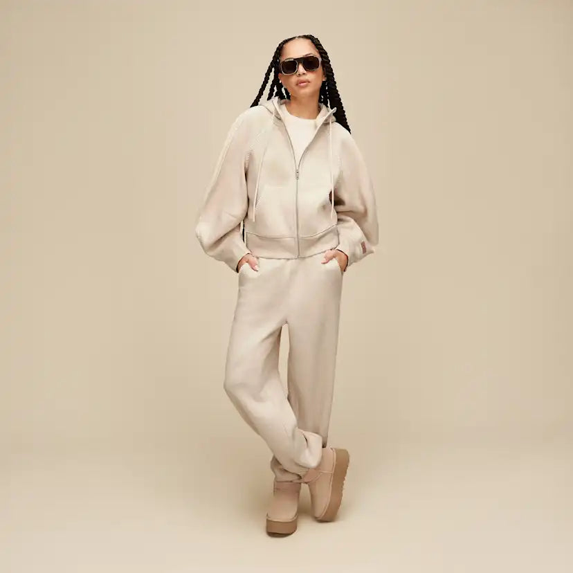Femme Sweat à capuche à fermeture éclair intégrale Classic - SAND HEATHER