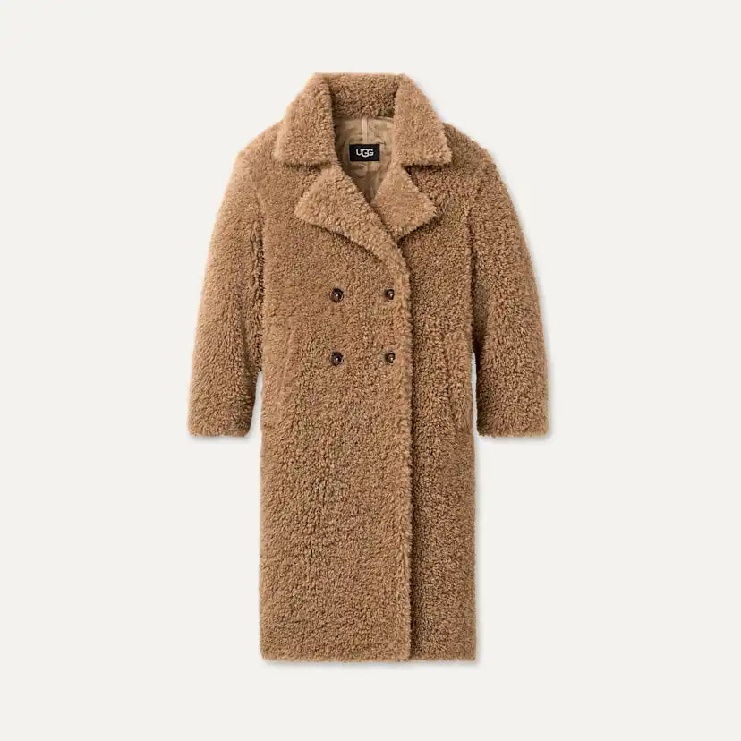 Femme Gertrude Long Teddy Coat II - SAND