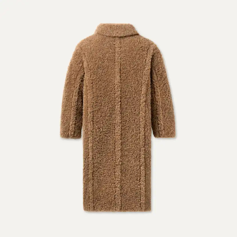 Femme Gertrude Long Teddy Coat II - SAND