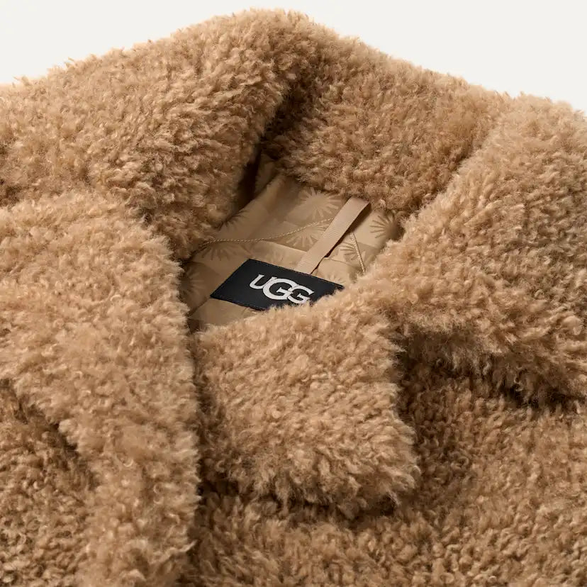 Femme Gertrude Long Teddy Coat II - SAND