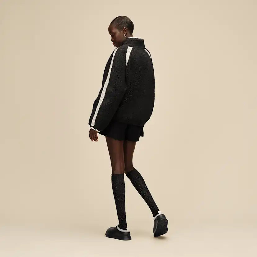 Femme Chaussette haute Rensa en maille torsadée - BLACK