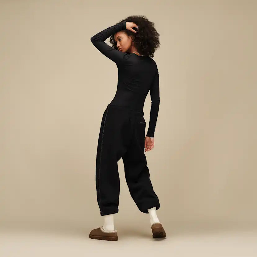 Femme Aidelene Long Sleeve Rib Tee - BLACK
