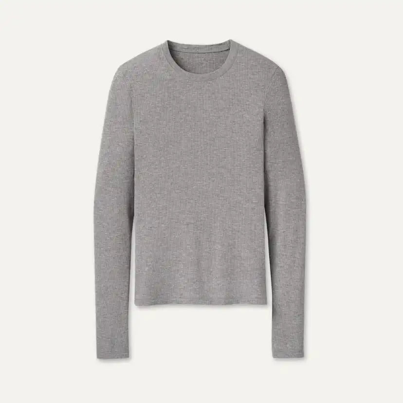Femme Aidelene Long Sleeve Rib Tee - GREY HEATHER