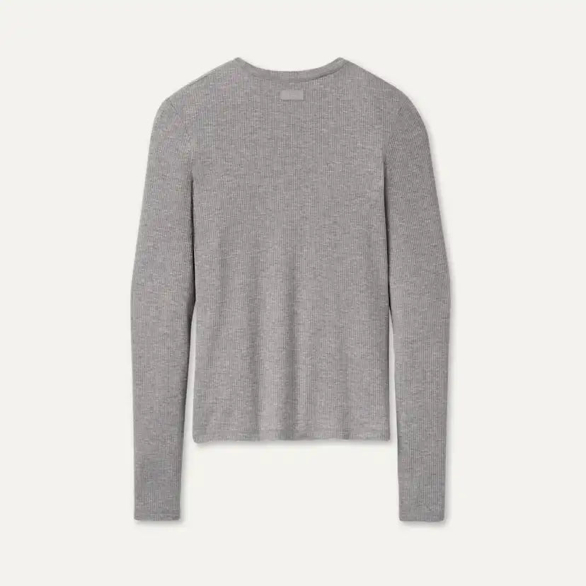 Femme Aidelene Long Sleeve Rib Tee - GREY HEATHER
