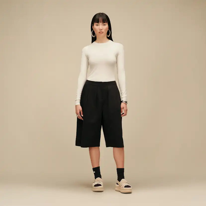 Femme Aidelene Long Sleeve Rib Tee - NIMBUS