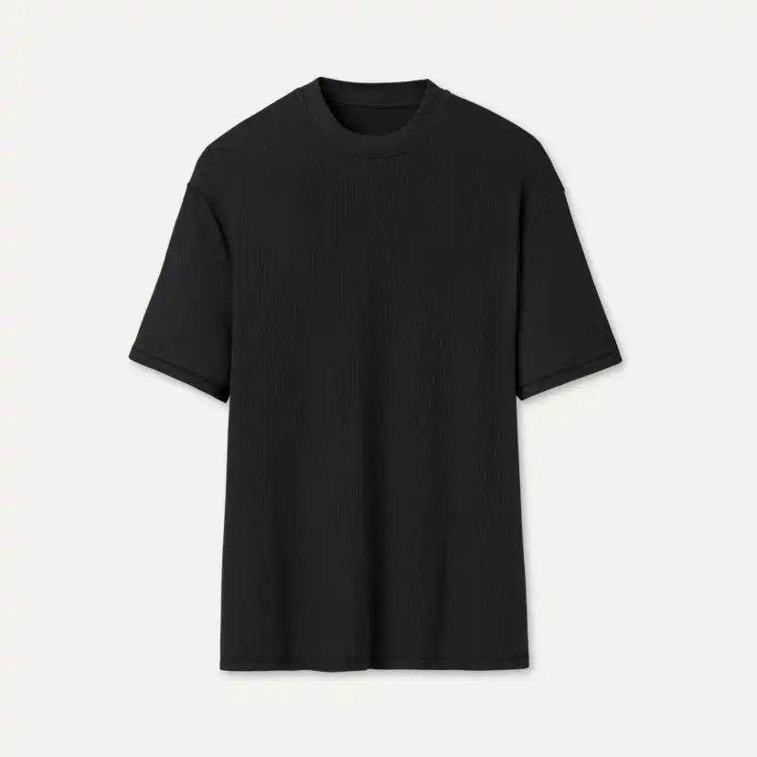 Femme Amarys Relaxed Rib Tee - BLACK
